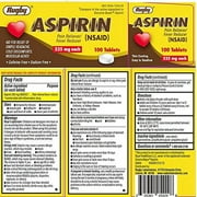 2 Pack Rugby Aspirin Pain and Fever Relief 325mg 100 Tablets Each