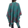 thumbnail image 4 of Sakkas Lupe Womens Reversible Poncho Wrap Cape Shawl Sweater Coat Cardigan Pattern - RoseRedBlue - One Size Regular, 4 of 7