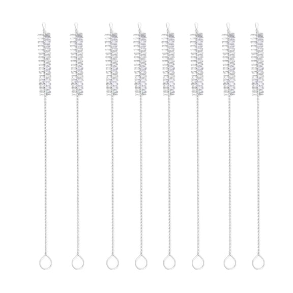 8 Pack Straw Cleaner Brush, Reusable Metal Handles Straw Cleaner Brush Extra Long for Stanley Mug 40, 30, 20 oz, 10mm Wide for Water Bottle and Tubes (Clear Clear)