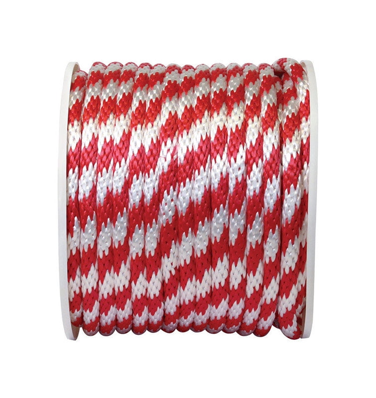 Wellington Derby Rope Poly 450 Lb White 5//8 /" Dia X 200 /' Solid Braid Red