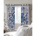 thumbnail image 4 of Boho Blue Flower Blackout Curtains for Bedroom Living Room Darkening Curtains 96 Inches Long Spring Watercolor Country Floral Plant Window Curtain 2 Panels Set Window Treatment Grommet Drapes 52"x96", 4 of 9