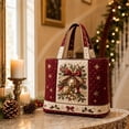 thumbnail image 4 of Christmas Quilted Tote Bag, Holiday Shoulder Tote Bag, Large Capacity Laptop Handbag With Cup Holder, Ideal Holiday Gift For Women Work Travel Shopping, 4 of 5