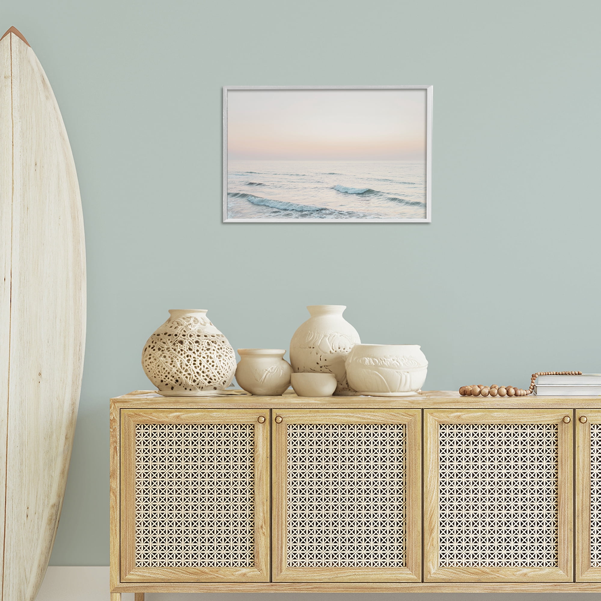 Stupell Industries Rolling Waves At Dawn Coastal Photography White Framed Art Print Wall Art, 24 x 16
