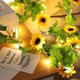 thumbnail image 1 of Guirnalda de luces de girasol, guirnalda artificial, luces LED de enredaderas, luz alimentada por batería para habitación, tienda en casa, patio al aire libre, decoración de boda, 1 of 5
