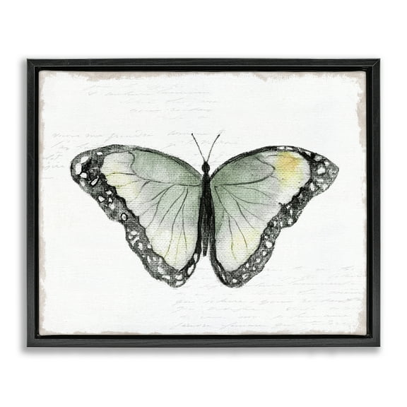 Stupell Industries Simple Butterfly Visage Animals Painting Black Floater Framed Canvas Art Print Wall Art, 21 x 17