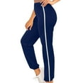 thumbnail image 3 of Lixiuxyad Summer Beach Pants Women Wide Leg Pants Elastic Waist Fashion Solid Casual Sports Sweatpants Loose Pants With Pockets Blue, 3 of 6