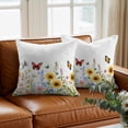thumbnail image 3 of Colorful Florals Throw Pillow Cover Sunflower Daisy Butterfly Farm Botanical Cotton Linen Cushion Cover Throw Pillow Case with Invisible Zipper for Couch Sofa Bed Chair Car 26x26 Inch, 3 of 14