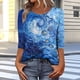 thumbnail image 1 of Xuyuer Unisex Print 3/4 Sleeve Tee - Fashion Women's Loose Casual Round Neck 3/4 Sleeve Oversized Top for Music Festival Grounds, and Free-Spirited Gender-Neutral Layered Street Style, 1 of 7