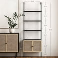 thumbnail image 4 of Nathan James Theo Modern Bookcase with Rattan Cabinet in Matte Black and Light Oak Finish with Matte Black Metal Frame for Living Room, Home Office Storage, 4 of 5