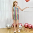 thumbnail image 2 of Holographic Square Sequin Dress – Sleeveless Slant Shoulder Mini Gown, Geometric Sparkle Outfit Ages 3-16, Trendy Contrast to Pink Dress for Girls Basics, 2 of 4