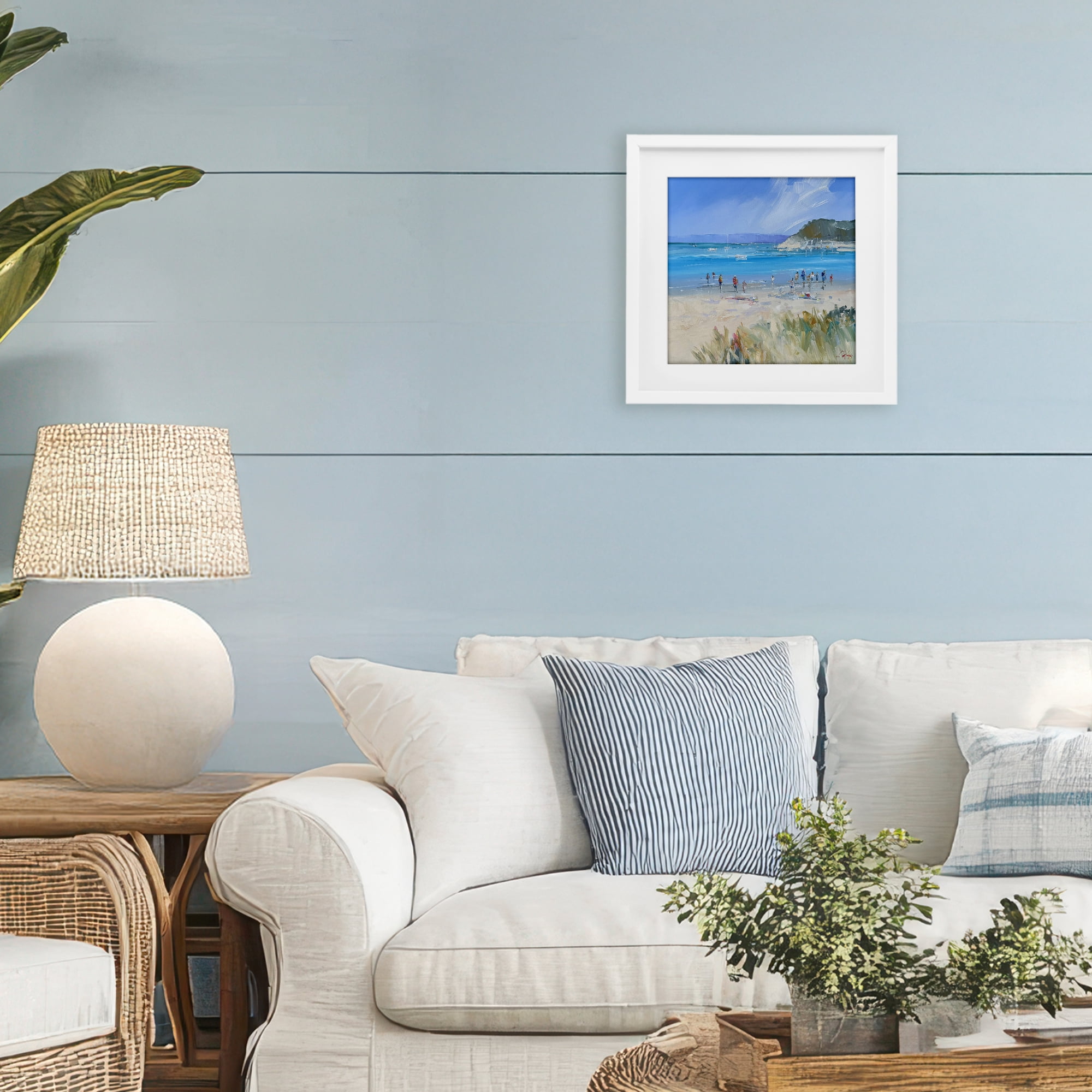 Stupell Industries Summer Sorrento Beachgoers White Framed Print Under Glass, design by Craig Trewin Penny