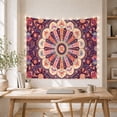 thumbnail image 5 of Floral Mandala on Deep Purple Background, Playful Psychedelic for Boho Decor Lovers, Ornate Bohemian Wall Art, Housewarming Gift, Tapestry Wall Hanging for Living Room and Bedroom, 5 of 7
