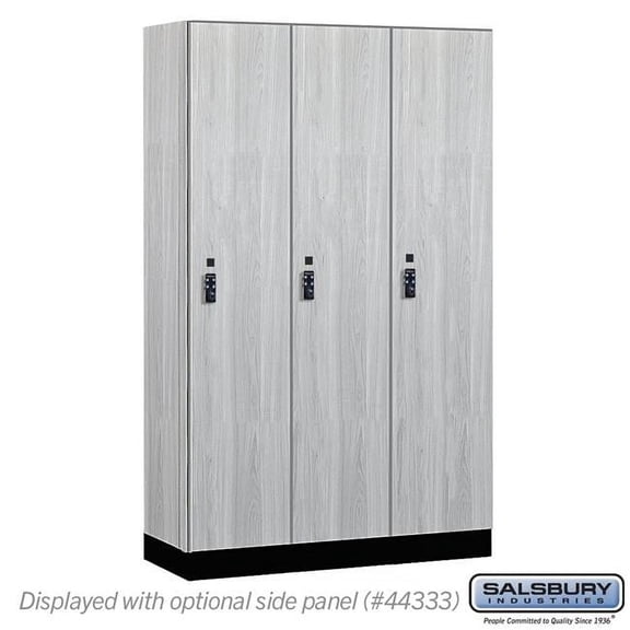 Salsbury Industries 15-41368ST-R 15 in. Wide Premier Wood Locker - Single Tier - 3 Wide - 6 ft. High - 18 in. Deep - Silver Teak - Resettable Combination Locks