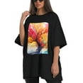 thumbnail image 4 of Plus Size Shirt for Women Black Tops for Women Short Sleeves Shirt for Women Tree 5 T Shirt Oversized Shirt for Women S, 4 of 5