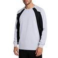 thumbnail image 2 of Daiosportswear Men's Long Sleeve Round Neck Basketball Training Sport T-Shirt Color Block Running Fitness Top White-A XL, 2 of 9