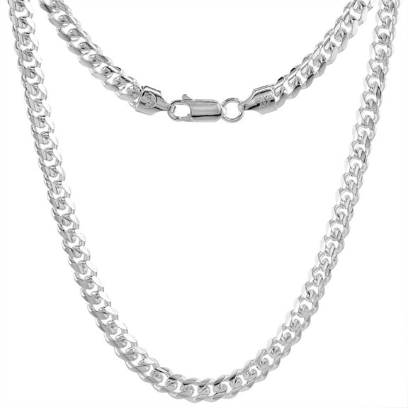 Solid 925 Sterling Silver 5.00 mm Miami Cuban Link Chain Necklace Domed Nickel Free Italy Size 20 inch