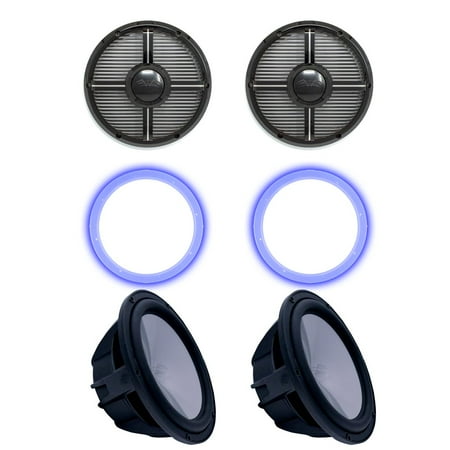 Two Wet Sounds Revo 10  Subwoofers  Grills  & RGB LED Rings - Black Subwoofers & Black Closed Face XW Grills - 2 Ohm price history on PriceWatchPro