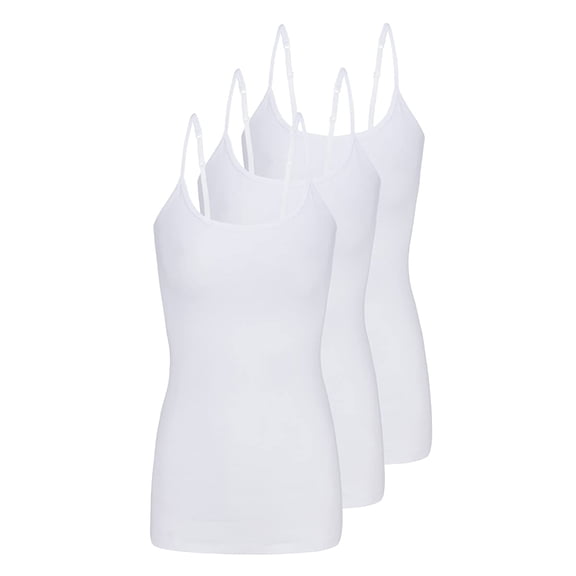 ACTIVE UNIFORMS Women's Camisole Cotton Stretch Undershirt with Adjustable Strap Tank Top Multi-Pack of 3 (White, X-Small)