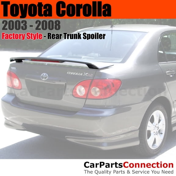 Trunk Spoiler Compatible With 2003 2004 2005 2006 2007 2008 Toyota Corolla All Factory Style 2-Post Pedestal Painted Color 1E3 Gray Met