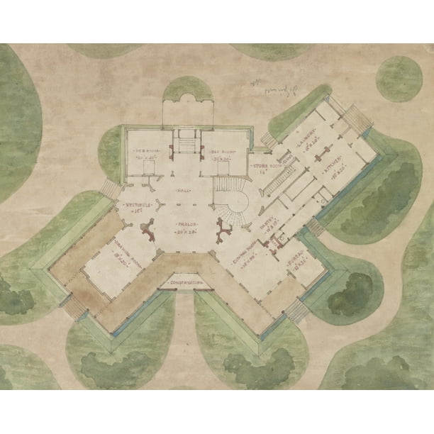 print-griswold-house-newport-art-museum-first-floor-plan-and-site-plan-walmart