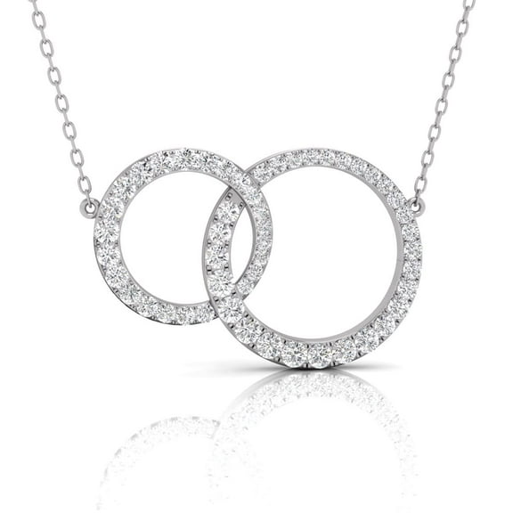 TimeLe$$ Classics Interlock Circle Natural Diamond Pendant in 10K White Gold