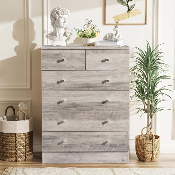 Gray 6 Drawer 25. 98 in. Wide Chest of Drawers