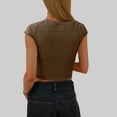 thumbnail image 5 of Htigea Clearance Women's Basic Teen Tee Workout Crewneck Short Sleeve Slim Fitted Casual Crop Top Today Sales Coffee,L, 5 of 6