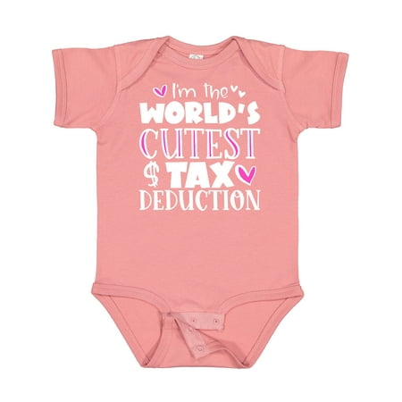 

Inktastic I m the Worlds Cutest Tax Deduction Pink Hearts Gift Baby Boy or Baby Girl Bodysuit
