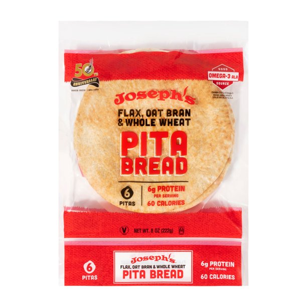 Joseph’s Low Net Carb Flax Pita Bread, 1 Pack, 6 Count