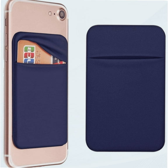 Cell Phone Pocket Self Adhesive Card Holder Stick On Wallet Sleeve with 3M Adhesive RFID Card ID Credit Card ATM Card Holder for iPhone Android 2 Pack (Blue)