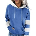 thumbnail image 3 of Scyoekwg Womens Sweatshirt Hoodies Color Block Graphic Sweatshirt Hooded Drawstring Sweatshirt Pocket Fall Winter Clothes Long Sleeve Trendy Dressy Casual Loose Pullover Tops (Blue,S), 3 of 5