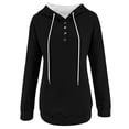 thumbnail image 4 of WEAIXIMIUNG Chandails en Molleton Graphiques pour Femmes Grande Taille Automne et Hiver Style de Rue à la Mode Couleur Unie Col à Boutons Poche Cordon de Serrage Chandail à Capuchon de Sport Décontracté, 4 of 6