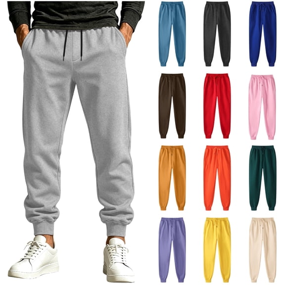 QATAINLAV Men's Workout Joggers Pants with Pocket Baggy Elastic Bottom Drawstring Sweatpants Hippie Clothes, Brown, M