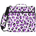 thumbnail image 2 of Zipper Binder with Shoulder Strap 2 inch 3 Ring Waterproof File Folder Organizer Bag 500 Sheet Neon Purple Leopard Print, 2 of 8