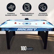 Hathaway Enforcer 5.5 Ft Air Hockey Table for Family Game Room - With LED Scoring, High-Output Blower, Manual Backup, Strikers & Pucks - Blue and White Finish