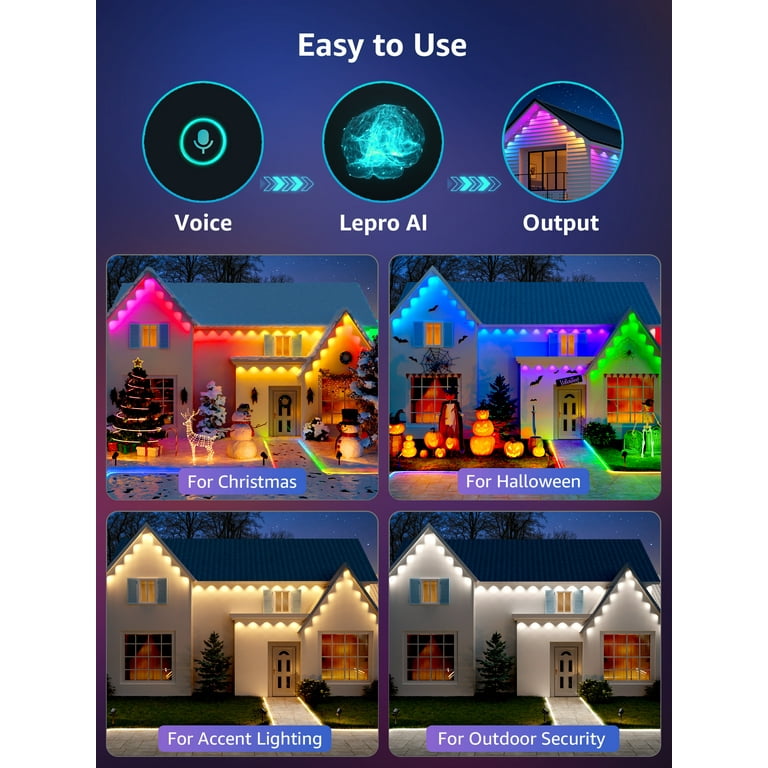 150ft Permanent Outdoor Lights Pro - 75 RGB+CW Smart IC Lights With App, IP67 Waterproof For Year-Round House & Holiday Decor