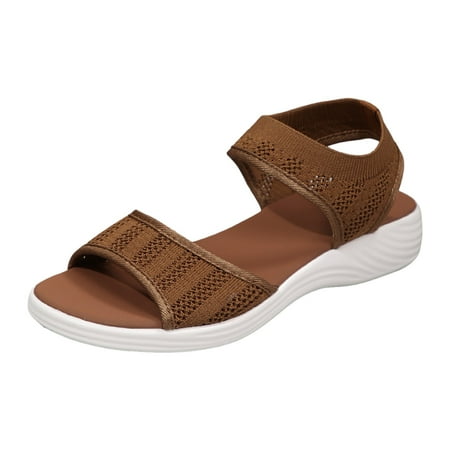 

QYZEU Women s Sandals Sandals for Women Wide Shoes Thick Sole Wedge Sandals Fashionable Breathable Beach Sandals for Women Flat Beach Sandal Brown 38
