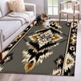 thumbnail image 2 of 2.7x5 Washable Area Rug, Retro Ethnic Art Non-Slip Rectangle Rug for Bedroom Bedside, Beige Brown Black Weaving Art Indoor Floor Mat for Home Decor, 2 of 9
