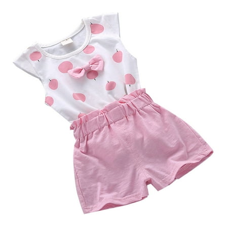 

Baby Outfits Girl Cotton Summer Suit Shorts Set Vest Clothes Top