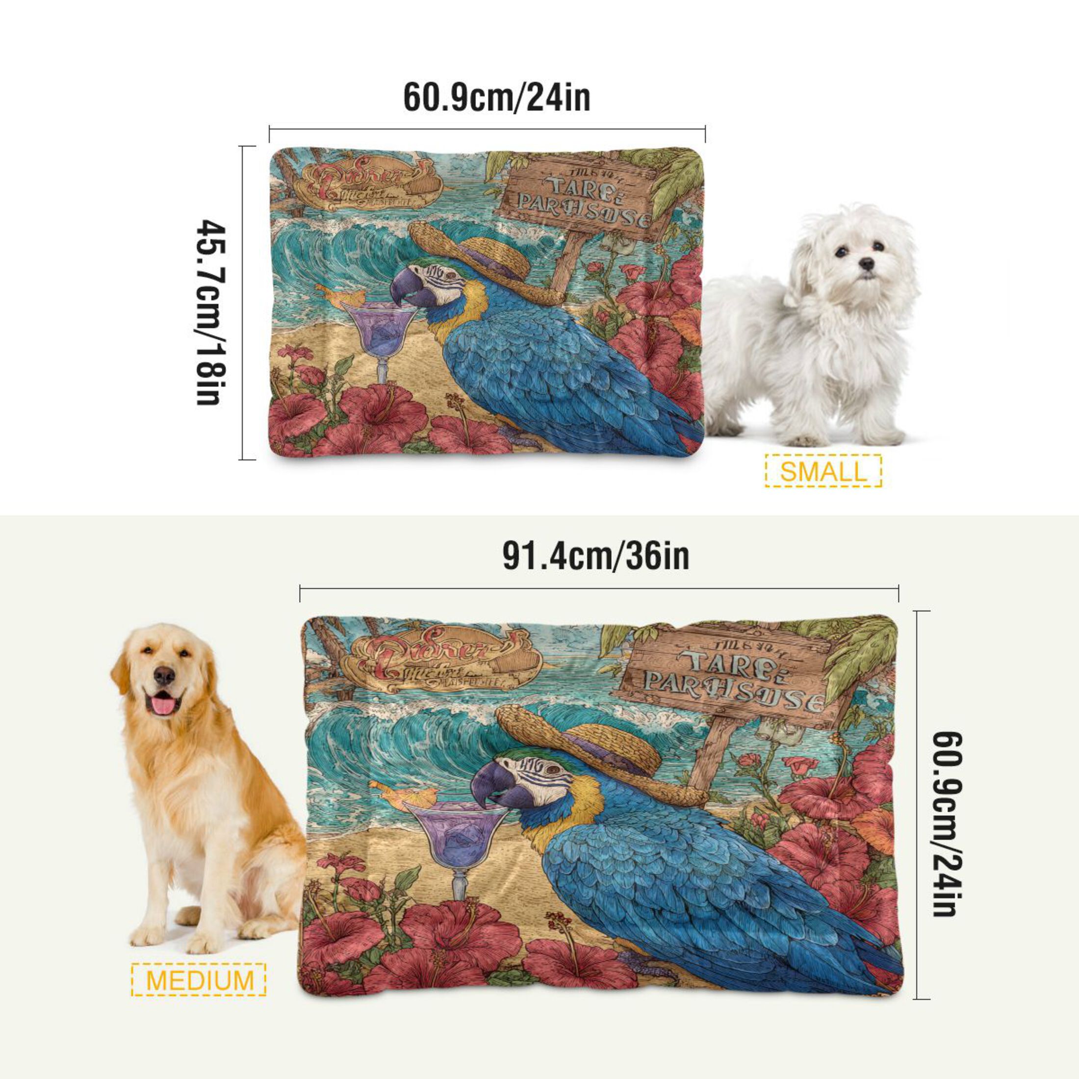 Qxltty Straw Hat Parrot Ped Pad Wear-resistant and Hard to Bite Through Sleeping Pad for Small Medium Large Dogs Winter Pet Bed 36×24in