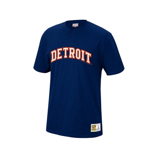 Camiseta Henley para hombre Mitchell & Ness Detroit Tigers azul extragrande