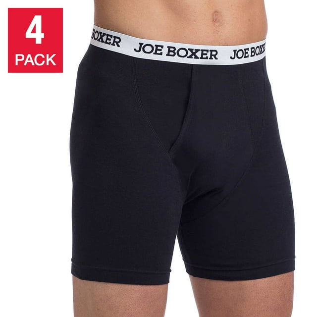Joe Boxer Men's Boxer Briefs 4-pack, Large, Black