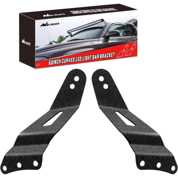 Nilight 2PCS 52” Curved LED Light Bar Bracket at Upper Windshield Roof Cab for 99-06 Chevy Silverado Suburban Avalanche Tahoe & GMC Yukon Sierra