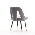 thumbnail image 5 of UHOMEPRO Dining Chair Set of 2, Modern Upholstered Velvet Kitchen Chairs Set, Armless Side Chair with Nailhead Trim and Metal Legs for Living Room Kitchen, Gray, 5 of 7