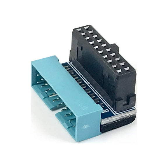 Low Profile 20 Pin USB 3.0 Male to Female Card 90 Degree Angled-B