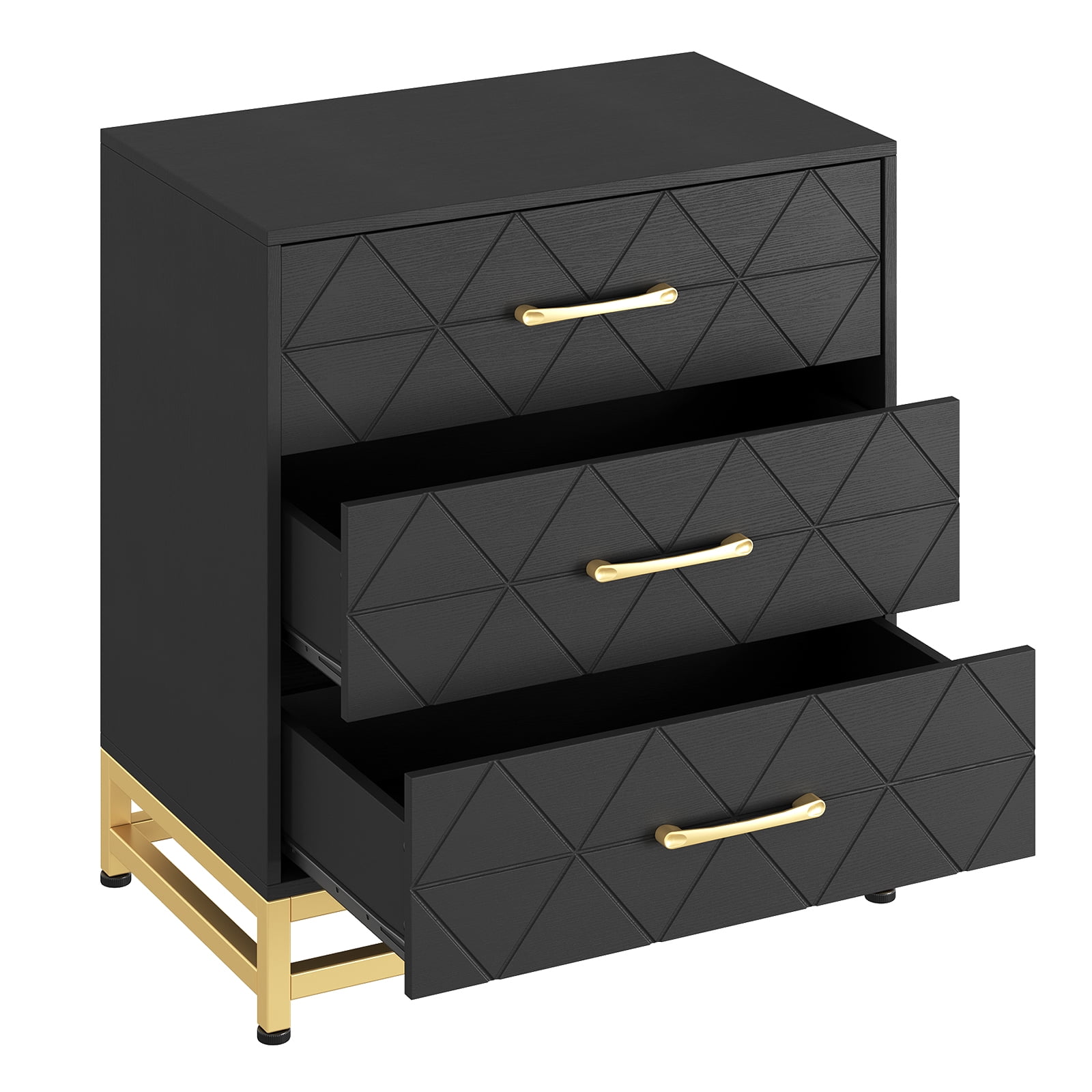 M optimized 3 Drawer Dresser for Bedroom, Modern Wood Dressers Chest of Drawers with Storage, Nightstand with Metal Handles