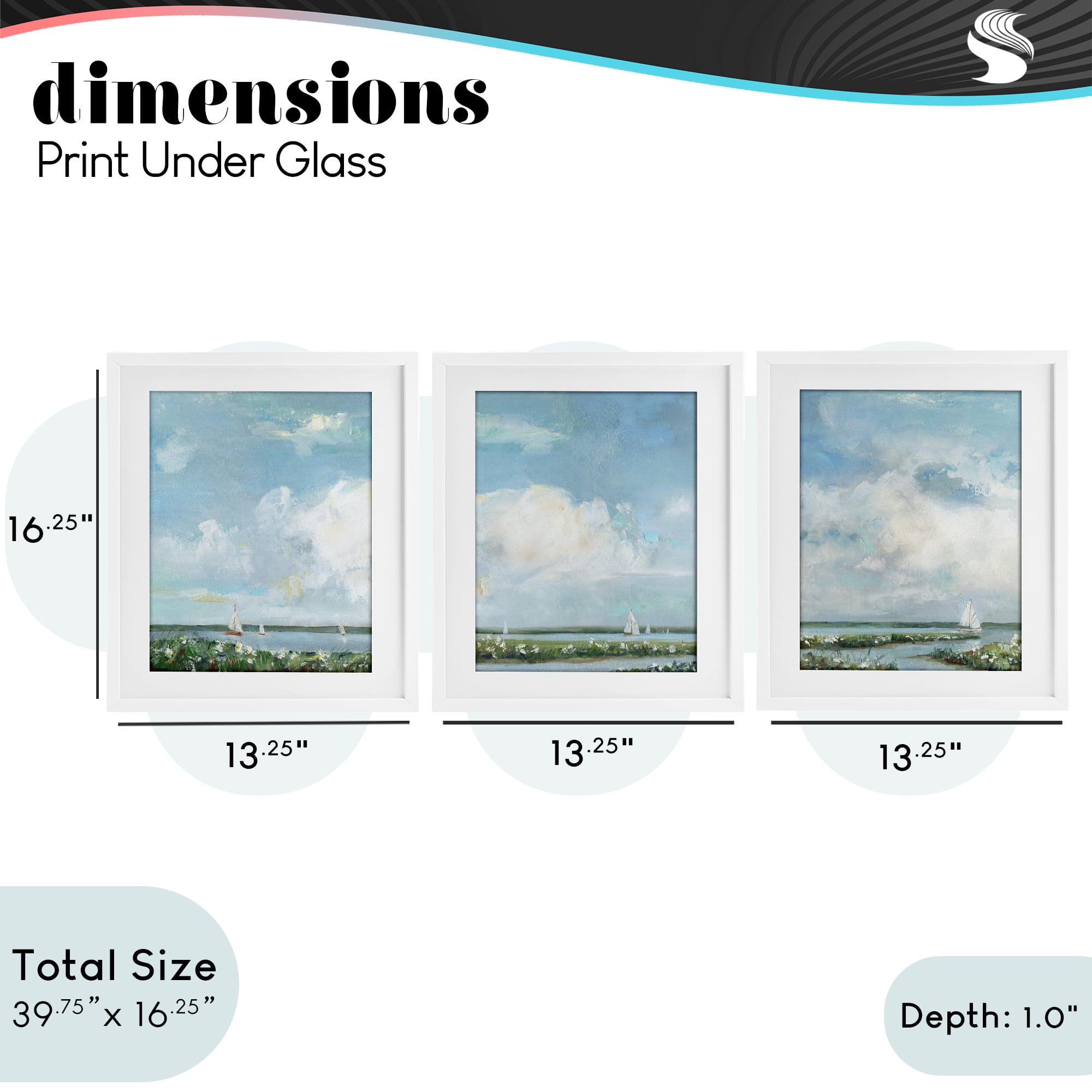 Stupell Industries Daisies Along Calm Coastline 3 Piece White Framed Print Under Glass Set, design by Sally Swatland