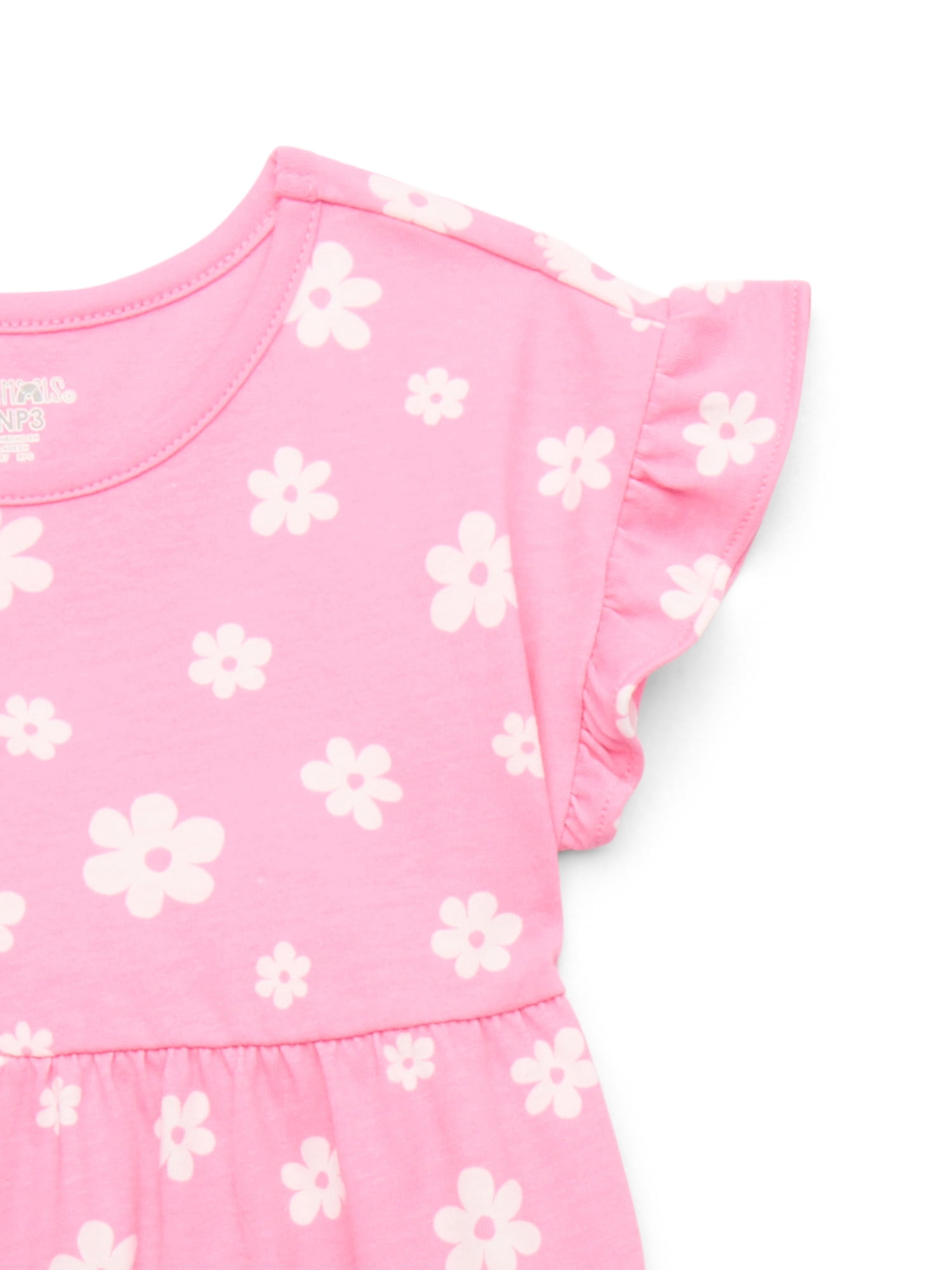 Garanimals Toddler Girl Print Dress with Short Ruffle Sleeves, Sizes 12M-5T