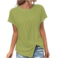 thumbnail image 2 of Wycnly Womens Tops Dressy Casual Plus Size Fashion Lightweight Irregular Slit Hem Tunic Tees Shirts Summer Short Sleeve Crewneck Tops Solid Blouse Green s, 2 of 6