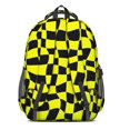 thumbnail image 3 of Yellow and Black Wavy Checkered Backpack for School, Cute School Bag with Adjustable Shoulder Straps and Padded Back, 16.9"x12.6"x5.9", 3 of 5